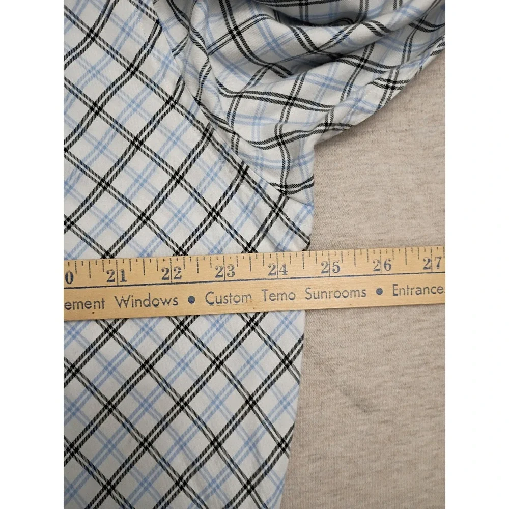 Banana Republic Mens XL Long Sleeve French Cuff Button Shirt Blue Plaid Bias
